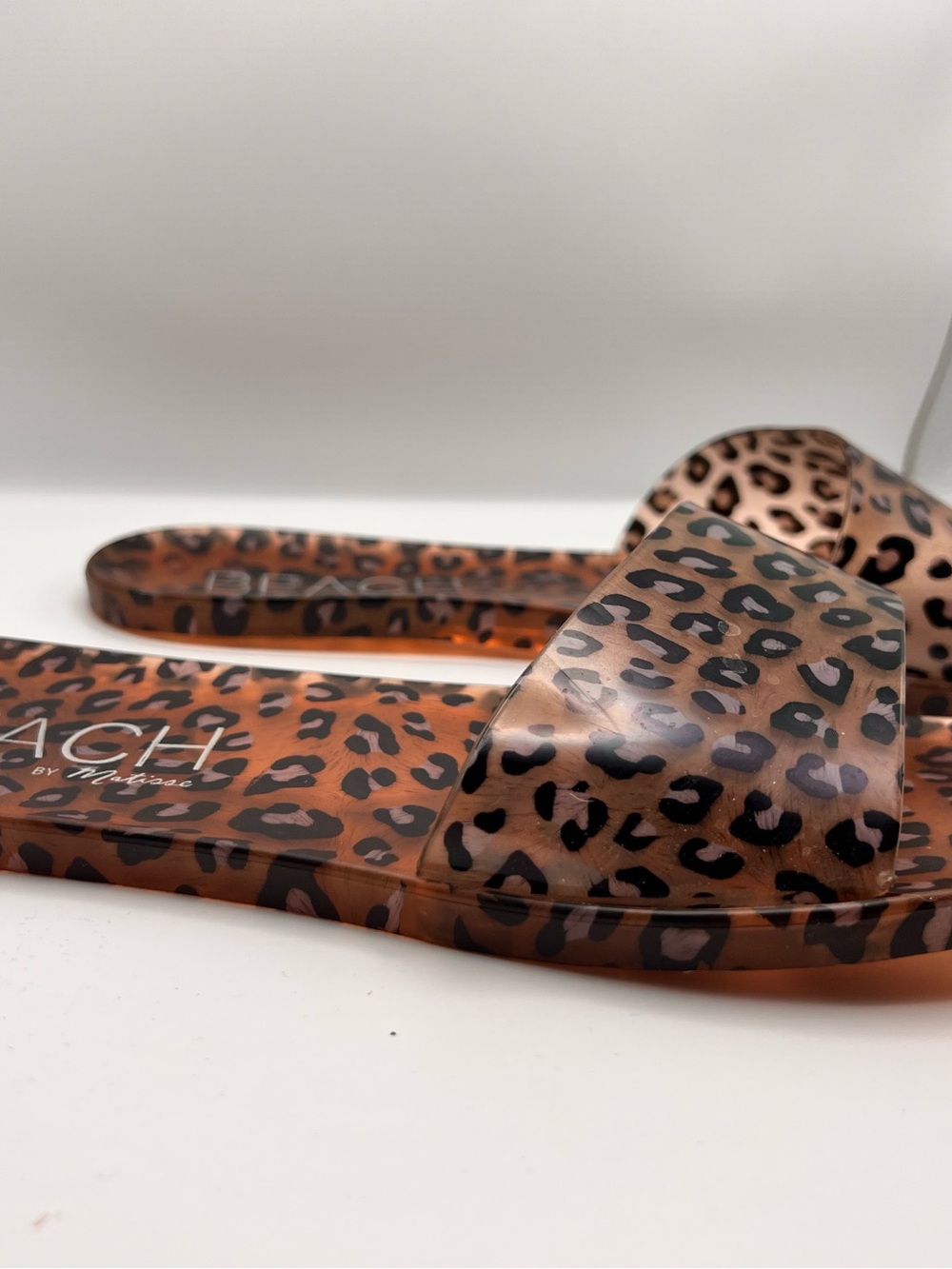 Beach by Matisse Sol Leopard Print Jelly Slide Sandals Size 9 - Picture 2 of 5